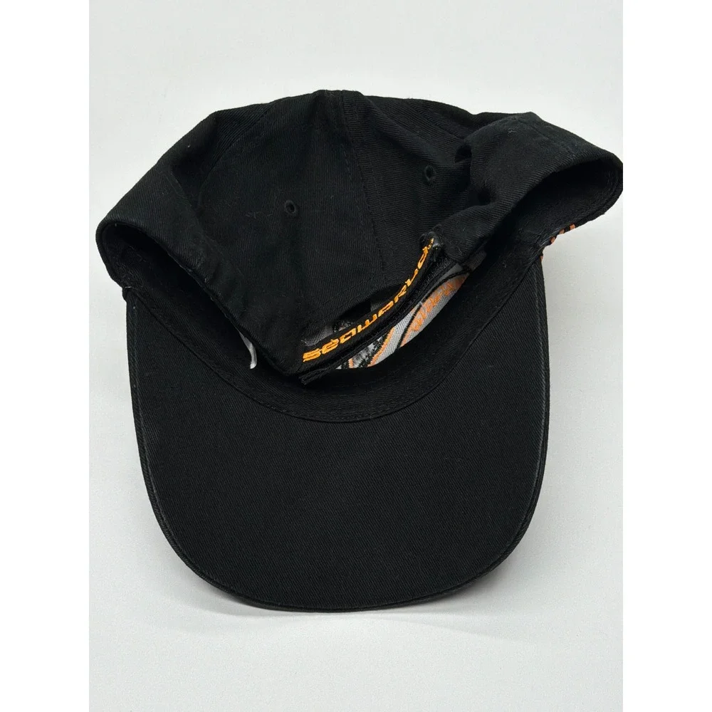SeaWorld Shark Baseball Cap Black Orange Embroidered Youth Hat Adjustable Strap‎